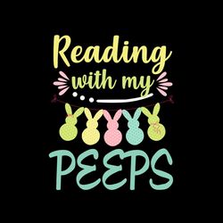 reading with my peeps cute bunny svg png