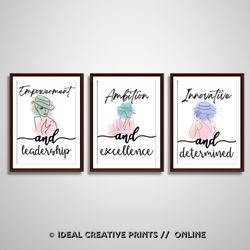 empowerment ambition innovation - lady boss wall art - lady boss quotes - success quote prints - woman bedroom art