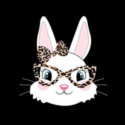 cute bunny wearing leopard glasses png sublimation designs