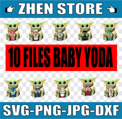 10 files baby yoda drink png, baby yoda png, sublimation ready, png files for sublimation,printing dtg printing - sublim