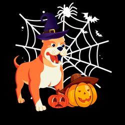 cute witch dog with halloween pumpkin spider web png sublimation designs