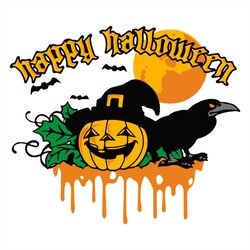 happy halloween pumpkin witch crow svg png, halloween gift svg