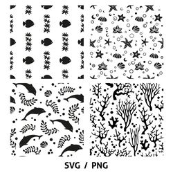 underwater seamless patterns, svg cut files, ocean paper