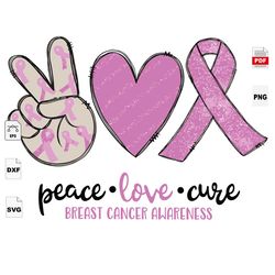 peace love cure, breast cancer svg, cancer awareness, black girl svg, cancer ribbon svg, breast cancer ribbon, breast ca