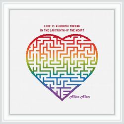 cross stitch pattern heart labyrinth silhouette geometric ornament rainbow quote colorful counted crossstitch patterns