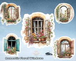 romantic floral windows - sticker bundle