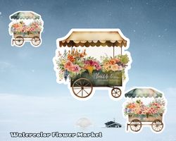 watercolor flower market sticker