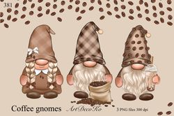 coffee gnomes , watercolor png clipart