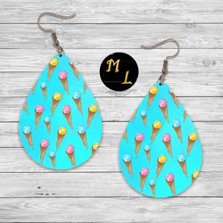 ice cream teardrop sublimation,summer sublimation design, earrings sublimation png, summer design