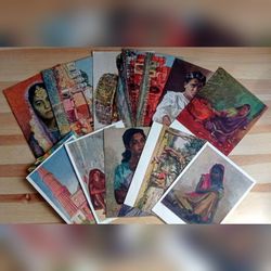 44 vintage postcards "india by russian and soviet painters" 1950s-1970s