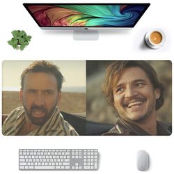 Nicolas Cage Looking At Pedro Pascal Meme Gaming Mousepad