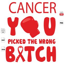 you picked the wrong bitch, last day of chemo, breast cancer gift, breast cancer svg, cancer awareness, cancer ribbon sv