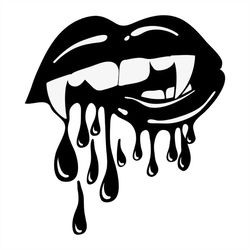 dripping blood mouth vampire lip teeth horror svg png