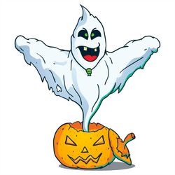 happy halloween with ghost and pumpkin png sublimation designs