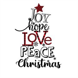 joy hope love peace christmas buffalo plaid star svg png