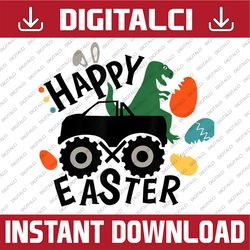 T-Rex Easter Egg Hunter Monster Truck Pajama Easter Day Png, Happy Easter Day Sublimation Design