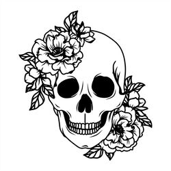 human skull floral coloring svg silhouette