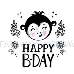 monkey birthday baby cartoon clip art vector illustration set