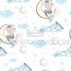 moon mermaid pattern seamless background vector illustration