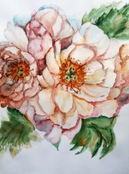 beige peony flowers print - digital file that you will download