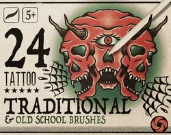 24 traditional tattoo brushes for procreate