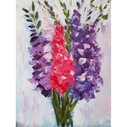 gladiolus original oil painting impasto artwork floral wall art flowers original oil painting