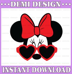 Disney Minnie Mouse Face SVG, Heart Glasses, Cricut Files Disney, Cute Minnie, PNG Files Svg
