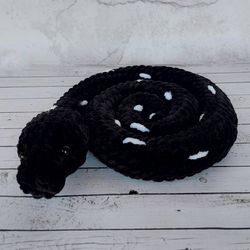 crochet plush black snake lovers. crochet snake.