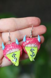 cool pink glitter earrings