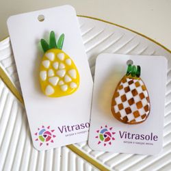 pineapple brooch fused glass - pineapple gifts - original accessory glass pin