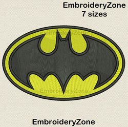 batman machine embroidery design (filled), batman logo embroidery pattern, super hero batman not applique, 7 sizes