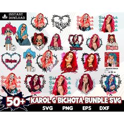 50 karol g with red hair svg, bichota svg, la bichota svg, karol g red hair design, karol g tattoo, sublimation designs