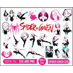 50 spider gwen , ghost spider ,gwen stacy , ghost-spider , spidey and his amazing friends, superhero , gwen stacy svg ,