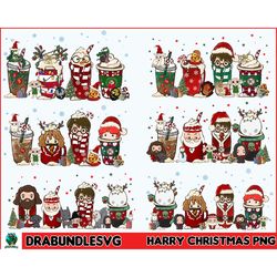 6 files christmas coffee png, harry coffee latte png, christmas movie inspired coffee, harry coffee png, hand drawn file