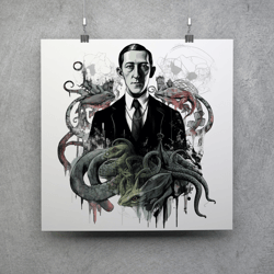 howard lovecraft poster - downloadable and printable digital painting