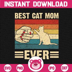 Vintage Best Cat Mom Ever PNG, Cat Mom Sublimation, Mothers Day PNG, Funny Mom PNG, Cat PNG