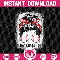 baseball mom png, messy bun hair sublimation design - sunglasses hairband png