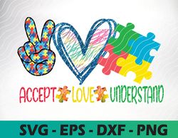 autism awareness | digital download | png | sublimation | hand drawn | doodle | puzzle pieces | printable | accept love