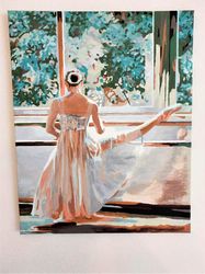 ballerina acrylic painting, acrylic ballet art, unframed acrylic painting for bedroom, living room, ballet dancer art