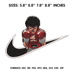 ippo makunouchi embroidery design file, hajime no ippo anime embroidery design, machine embroidery pattern. anime pes