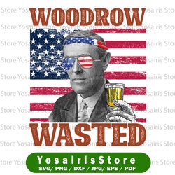 woodrow wasted png, presidents drinking, american flag bandana, retro vintage summer 4th of july,