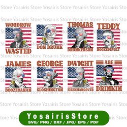 u.s. president american flag bundle png, presidents drinking, american flag bandana, retro vintage summer 4th of july,