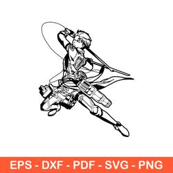 levi ackerman svg, attack on titan svg, attacking levi svg, japanese anime svg, eps, png,  - download  file