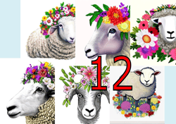 scrapbooking card set, pocket card - sheep with flowers -5