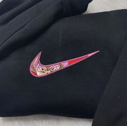 goku nike embroidered crewneck, dragon ball embroidered sweatshirt, inspired embroidered manga anime hoodie