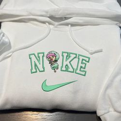 chopper nike embroidered crewneck, one piece embroidered sweatshirt, inspired embroidered manga anime hoodie