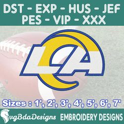 los angeles rams machine embroidery design, 7 sizes embroidery machine designs, nfl embroidery, football embroidery