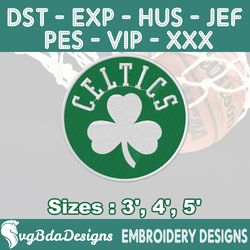 boston celtics machine embroidery design, 3 sizes embroidery machine designs, nba embroidery, basketball embroidery