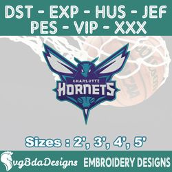 charlotte hornets machine embroidery design, 4 sizes embroidery machine designs, nba embroidery, basketball embroidery