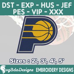 indiana pacers machine embroidery design, 4 sizes embroidery machine designs, nba embroidery, basketball embroidery